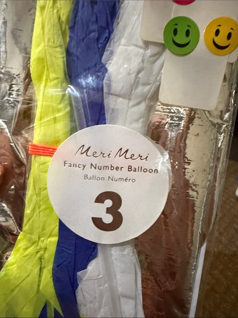 Meri Meri Silver Number 3 Foil Balloon with Tassel Accent - Silver